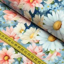 Tecido Estampado para Patchwork - Romance : Floral Azul (0,50x1,50)