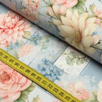 Tecido Estampado para Patchwork - Romance : Floral Azul Claro (0,50x1,50) Tecido Estampado para Patchwork - Romance : Floral Azul Claro (0,50x1,50)