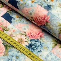 Tecido Estampado para Patchwork - Romance : Floral Patchwork Azul (0,50x1,50) Tecido Estampado para Patchwork - Romance : Floral Patchwork Azul (0,50x1,50)