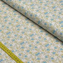 Tecido Estampado para Patchwork - Rosinhas: Creme com Azul (0,50x1,40)