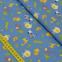 Tecido Estampado para Patchwork - Safari: Safari Baby Fundo Azul (0,50x1,50)