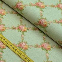 Tecido Estampado para Patchwork - Secret Garden : Millyta Vergara Rosas Media Fundo Verde (0,50x1,40) Tecido Estampado para Patchwork - Secret Garden : Millyta Vergara Rosas Media Fundo Verde (0,50x1,40)