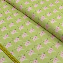 Tecido Estampado para Patchwork - Shabby: Duo Flower Verde (0,50X1,40)