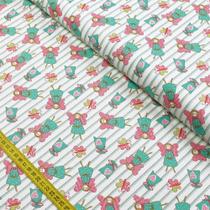 Tecido Estampado para Patchwork - Sonho e Magia: Bonecas Asas Listradas (0,50x1,40)