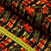 Tecido Estampado para Patchwork - Splendor : Faixas com Flores (0,50x1,50)