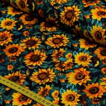 Tecido Estampado para Patchwork - Sunflower : Girassol com Borboletas (0,50x1,50)