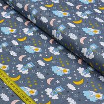 Tecido Estampado para Patchwork - Sweet Dreams: Ursinhos Dormindo a Noite (0,50x1,40)