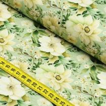 Tecido Estampado Para Patchwork - Tricol Devaneio Verde 1 (0,50x1,50)