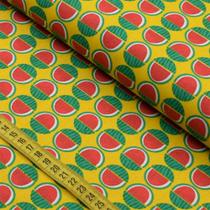 Tecido Estampado para Patchwork - Tropical Fruits : Melância Fundo Amarelo (0,50x1,40)