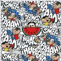 Tecido Estampado para Patchwork - Turma da Mônica: Onomatopéia e Magali (0,50x1,40)