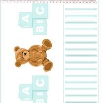 Tecido Estampado para Patchwork - Urso Teddy Bear: Barrado de Urso Azul Claro (0,50x1,40)