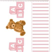 Tecido Estampado para Patchwork - Urso Teddy Bear: Barrado de Urso Rose (0,50x1,40)