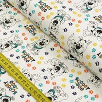 Tecido Estampado para Patchwork - Warner Bros: Scooby Doo Baby Patinhas Fundo Off White (0,50x1,40)