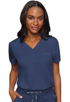 Tecido feminino Scrub Top Med Couture MC7448 com decote em V azul marinho (M) Touch Tecido feminino Scrub Top Med Couture MC7448 com decote em V azul marinho (M) Touch