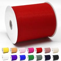 Tecido: fita de tule Luceinvita, 15cm x 183m, poliéster vermelho Tecido: fita de tule Luceinvita, 15cm x 183m, poliéster vermelho