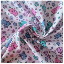Tecido flanela de cueiro 80 cm gatinhos cor rosa bebê metro Tecido flanela de cueiro 80 cm gatinhos cor rosa bebê metro