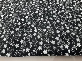 Tecido Floral Preto 10 Metro x 2.20 Largura