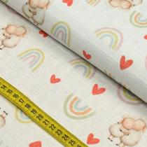 Tecido Fralda Estampada - Ovelhinha Arco Iris (0,50X0,75)