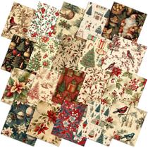 Tecido FuWeave Natal Vintage - Pacote com 60 Unidades (25,4 x 25,4 cm)