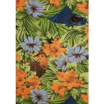 Tecido Gorgurinho Arara Azul Floral Azul - 1,50m de Largura