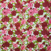 Tecido Gorgurinho Estampado Rosas Vermelhas - 1,50m de Largura Tecido Gorgurinho Estampado Rosas Vermelhas - 1,50m de Largura