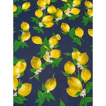 Tecido Gorgurinho Limão Siciliano Fundo Marinho - 1,50m de Largura Tecido Gorgurinho Limão Siciliano Fundo Marinho - 1,50m de Largura