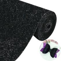 Tecido Greatdiy Black Chunky Glitter Faux Leather 30x130cm