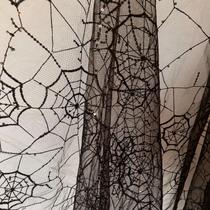 Tecido II Spiderweb de renda preta com miçangas 90x130 cm