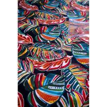 Tecido Impermeável Acqua Linea Floral Abstrato Fundo Preto - 1,40m de Largura Tecido Impermeável Acqua Linea Floral Abstrato Fundo Preto - 1,40m de Largura