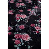 Tecido Impermeável Acqua Linea Rosas Fundo Preto - 1,40m de Largura Tecido Impermeável Acqua Linea Rosas Fundo Preto - 1,40m de Largura