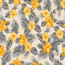 Tecido impermeável área externa acqua summer 451 floral amarelo e cinza Tecido impermeável área externa acqua summer 451 floral amarelo e cinza