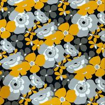 Tecido Impermeável Ecotec Floral Amarelo Fundo Preto - 1,40m de Largura Tecido Impermeável Ecotec Floral Amarelo Fundo Preto - 1,40m de Largura