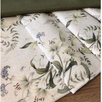 Tecido Impermeável Havana Liríos Brancos Fundo Branco Dohler 1 Metro x 140cm largura