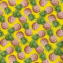 Tecido Jacquard Abacaxi Fundo Amarelo - 1,40m de Largura Tecido Jacquard Abacaxi Fundo Amarelo - 1,40m de Largura