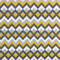 Tecido Jacquard Aquatec Estampado Chevron Amarelo com Cinza - 1,40m de Largura