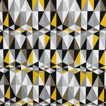 Tecido Jacquard Aquatec Estampado Geométrico Amarelo com Cinza - 1,40m de Largura