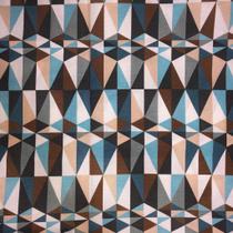 Tecido Jacquard Aquatec Estampado Geométrico Azul com Marrom - 1,40m de Largura