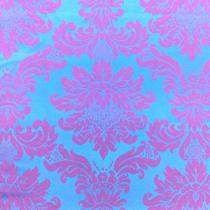 Tecido Jacquard Azul Frozen com Rosa Medalhão 2.80m de Largura