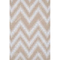 Tecido Jacquard Bege e Branco Chevron Fio Tinto - 2,80m de Largura