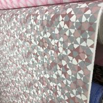 Tecido Jacquard Cotone Estampado Geométrico Rosê com Branco - 1,40m de Largura
