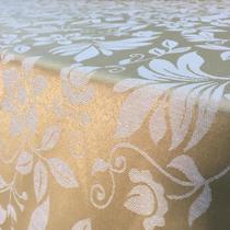 Tecido Jacquard Dourado Floral Medalhão 2.80m de Largura