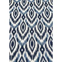 Tecido Jacquard Estampado Arabesco Azul e Branco - 1,40m de Largura