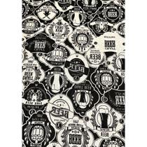 Tecido Jacquard Estampado Boteco Preto e Branco - 1,40m de Largura