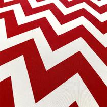 Tecido Jacquard Estampado Chevron Vermelho - 2,80m de Altura (Desenho Sentido Largura)