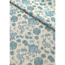 Tecido Jacquard Estampado Coelho da Páscoa Azul - 1,40m de Largura Tecido Jacquard Estampado Coelho da Páscoa Azul - 1,40m de Largura