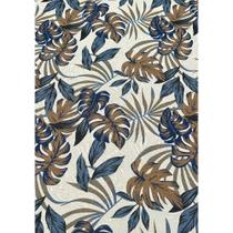 Tecido Jacquard Estampado Floral Azul e Marrom - 1,40m de Largura