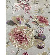 Tecido Jacquard Estampado Floral Bege e Vinho - 1,40m de Largura Tecido Jacquard Estampado Floral Bege e Vinho - 1,40m de Largura