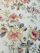 Tecido Jacquard Estampado Floral Bege e Vinho - 1,40m de Largura Tecido Jacquard Estampado Floral Bege e Vinho - 1,40m de Largura