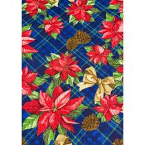 Tecido Jacquard Estampado Floral Laços Fundo Azul - 1,40m de Largura