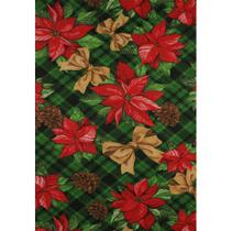 Tecido Jacquard Estampado Floral Laços Fundo Verde - 1,40m de Largura